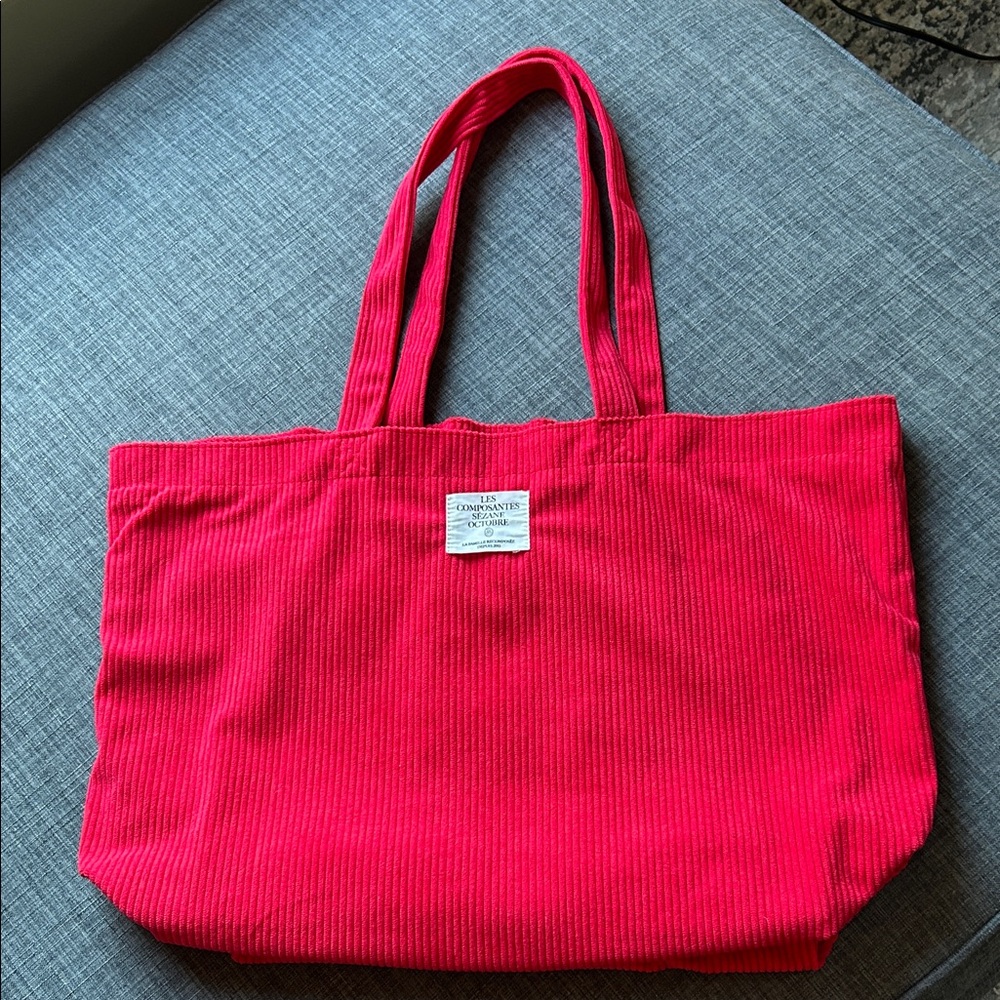 Sezane Red Corduroy Tote Bag